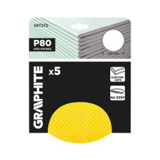 Disc abraziv cu fixare, perforat, P80, d225 mm, (5 buc), Graphite