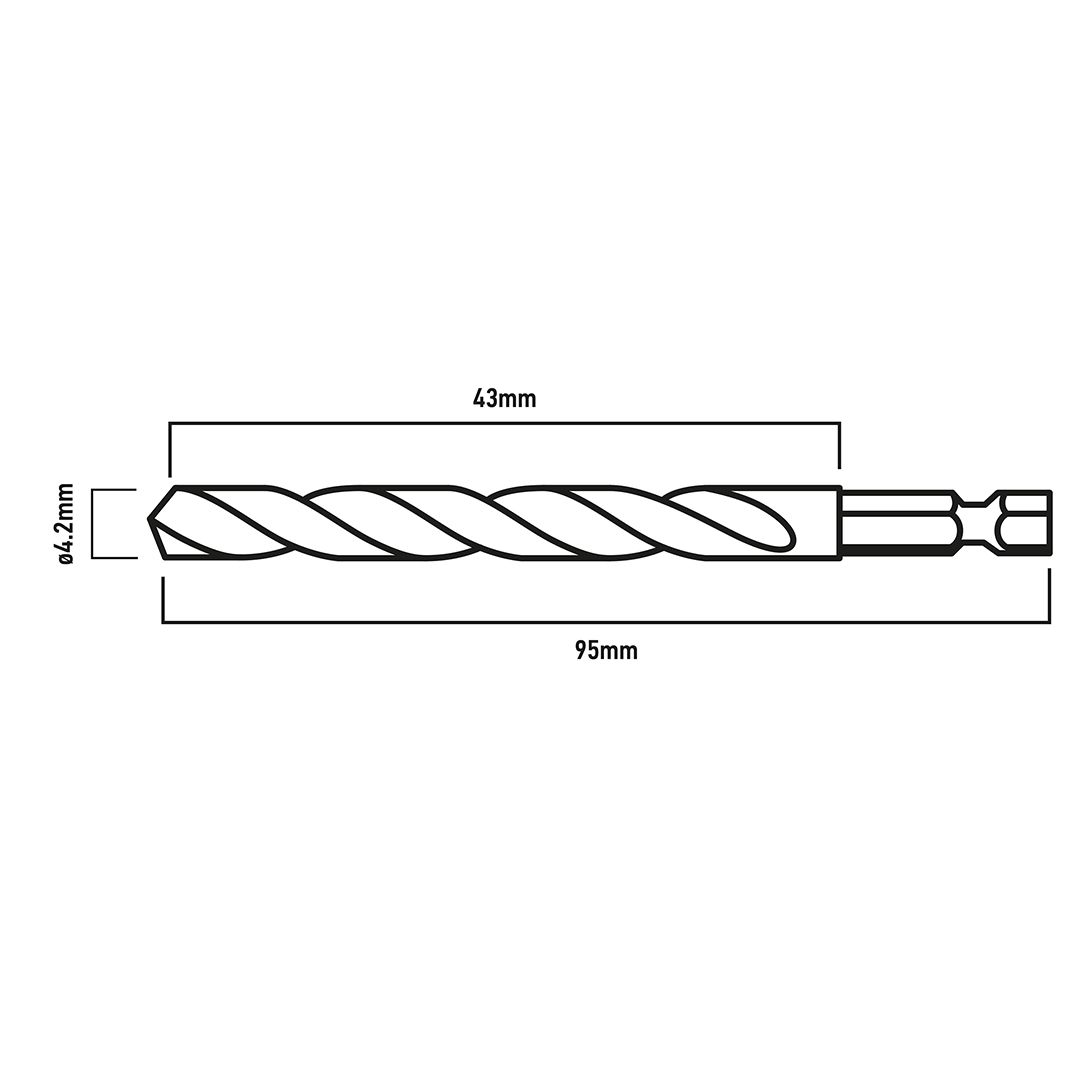 Burghiu pentru metal HSS HEX 4,2×95 mm (2 buc.) Graphite 54T706