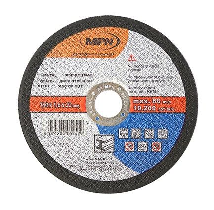 Диск отрезной по металлу 150x1.6x22mm MPN
