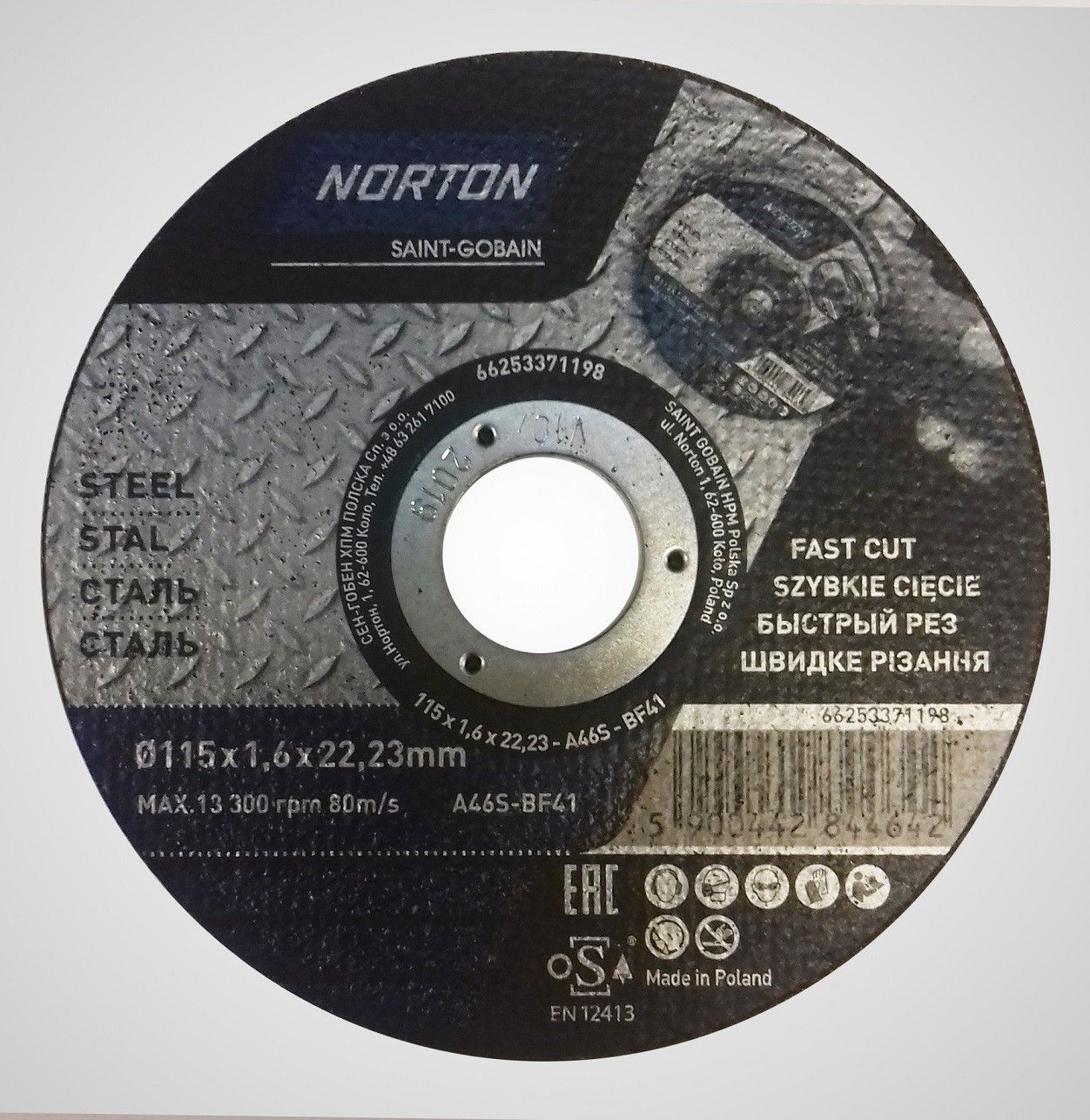 Disc de debitare p/u metal 115x1.6x22.2mm A46S Norton