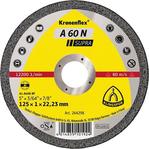 Диск отрезной по алюминию SUPRA A60N 125x1x22mm Klingspor
