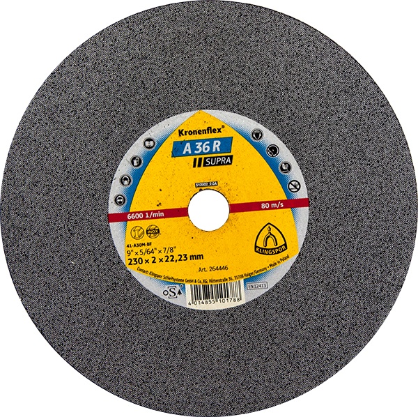 Диск отрезной для нержав.SUPRA A36R 230x2.0x22mm Klingspor