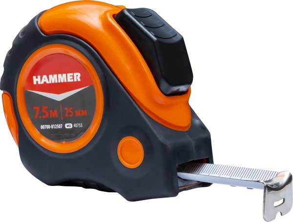 Ruleta 7.5m x25mm corp cauciuc cu autostop Hammer
