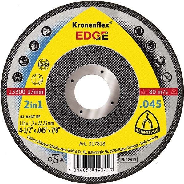 Диск отрезной для стали нержав.алюмин.EDGE SPECIAL 115x1.2x22mm Klingspor