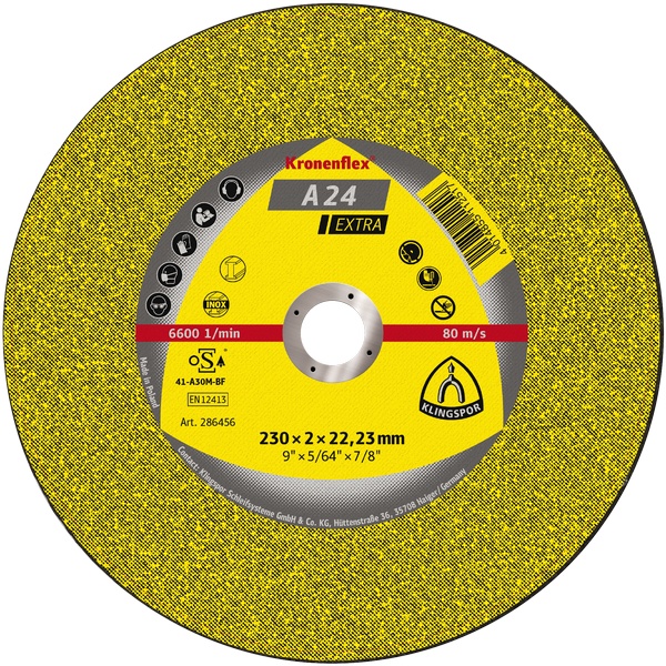 Диск отрезной по металлу EXTRA A24 230x2x22mm Klingspor