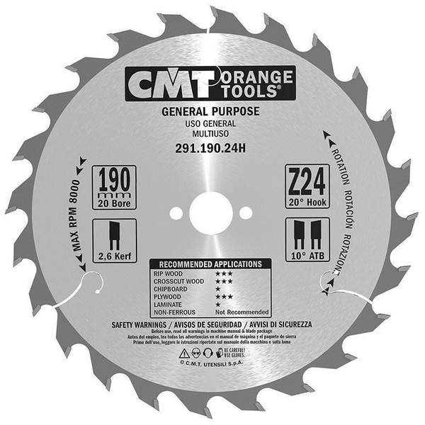 Пильный диск 190x30mm 24z CMT