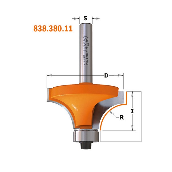 Freza radiala cu rulment inferior S-8 mm, (D)x19,1 (I)x12.7 (L)x54 mm, (Z)2, R3.2 CMT 938.190.11