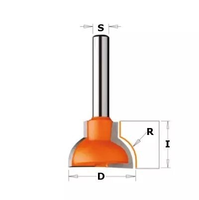 Фреза для переплёта дверных створок S-8 мм, (D)x25 (I)x19 (L)x50.8 мм, (Z)2, R10 мм CMT 955.307.11M