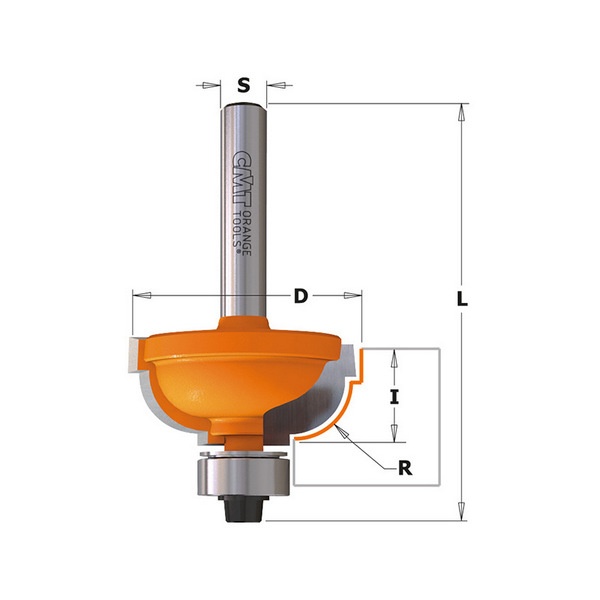 Freza profilata cu rulment S-8 mm, (D)x31.7 (I)x14.3 (L)x56 mm, (Z)2, R8 mm CMT 963.080.11