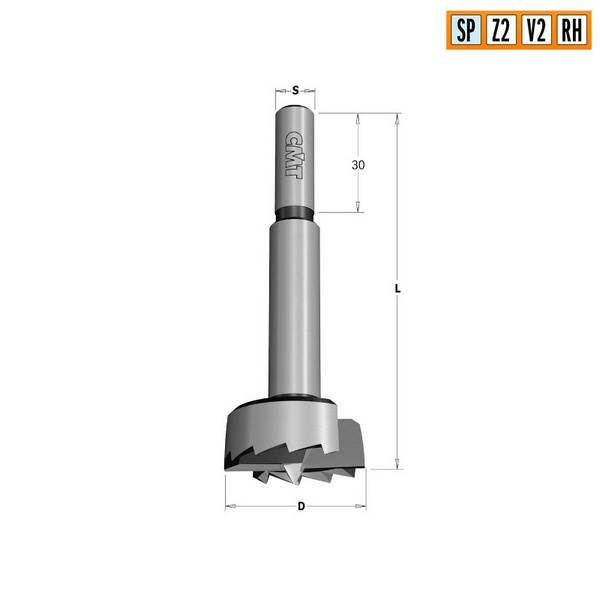 Сверло Форстнера D-15mm S-8mm L-90mm CMT