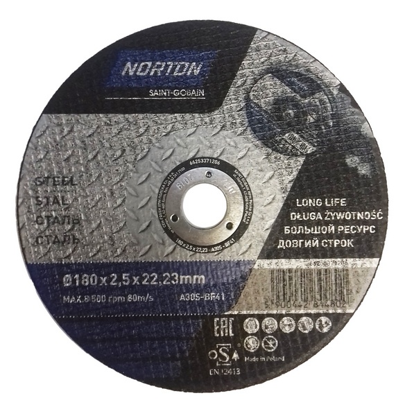 Диск отрезной по металу 115x2.5x22.2mm A30S NORTON DIY