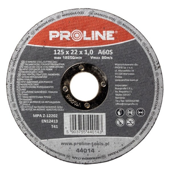 Диск отрезной по металлу T41A60S 125x1.2x22mm Proline