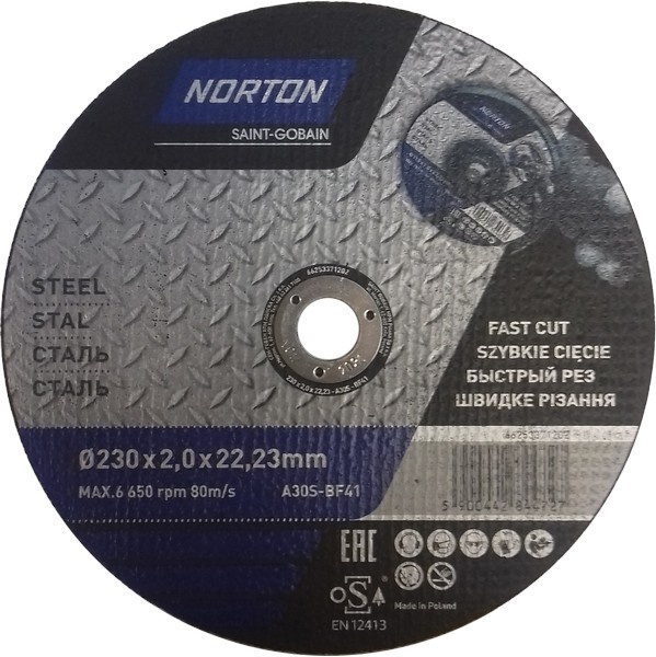 Диск отрезной по металлу 230x2.0x22.2mm A30S Norton
