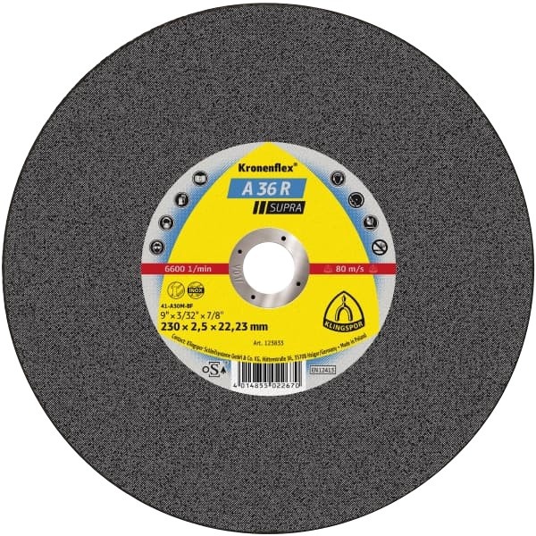 Диск отрезной для нержав.SUPRA A36R 230x2.5x22mm Klingspor