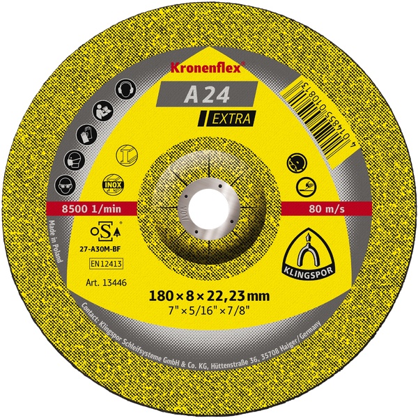 Диск шлиф.стали(чашка)SUPRA A24R 125x6x22mm Klingspor