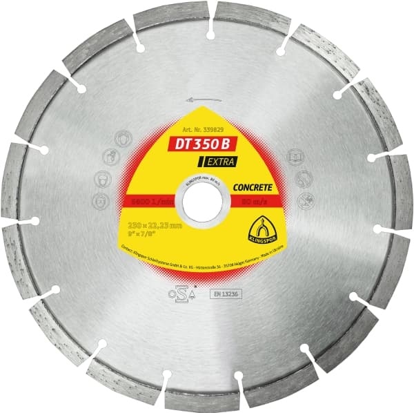Диск алмаз.отрез.сегмент по бетону EXTRA DT350B 350x3x25.4mm Klingspor